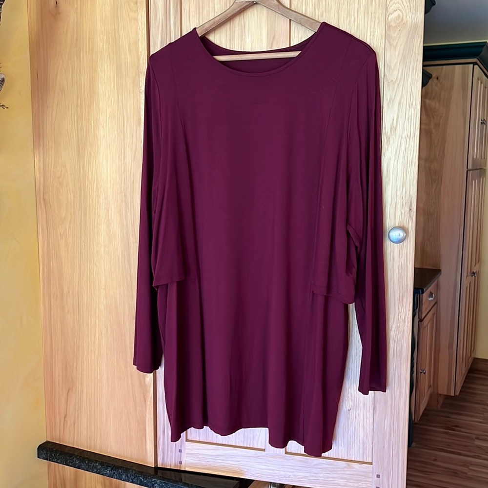 Womens XL TUNIC WINE/BURGUNDY/MAROON L/S